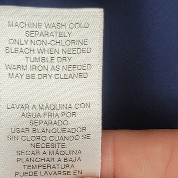 Chicos Colbalt Blue Ruffle Front Silky Blouse Size 2 Medium 12-14 - Picture 13 of 14